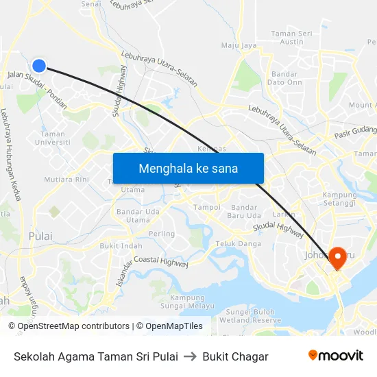 Sekolah Agama Taman Sri Pulai to Bukit Chagar map