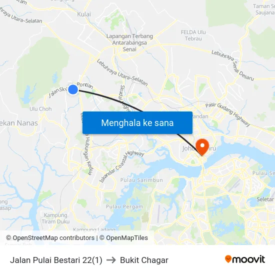 Jalan Pulai Bestari 22(1) to Bukit Chagar map