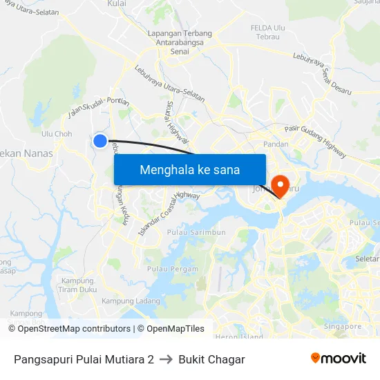 Pangsapuri Pulai Mutiara 2 to Bukit Chagar map