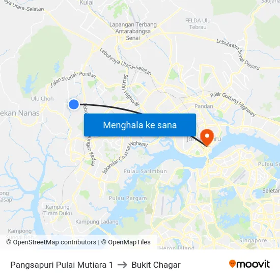Pangsapuri Pulai Mutiara 1 to Bukit Chagar map