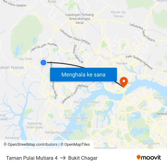 Taman Pulai Mutiara 4 to Bukit Chagar map
