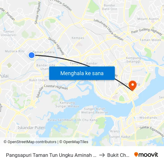 Pangsapuri Taman Tun Ungku Aminah Block 58 to Bukit Chagar map