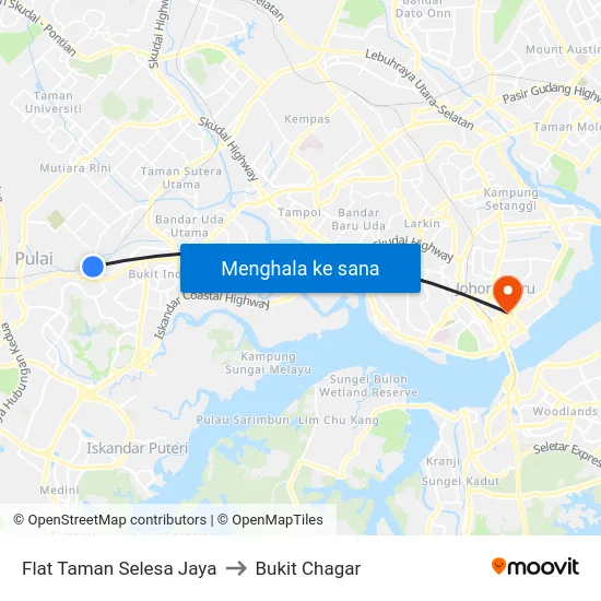 Flat Taman Selesa Jaya to Bukit Chagar map