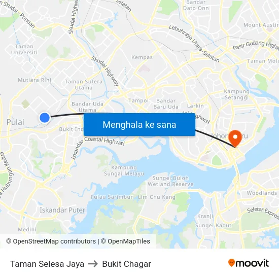 Taman Selesa Jaya to Bukit Chagar map