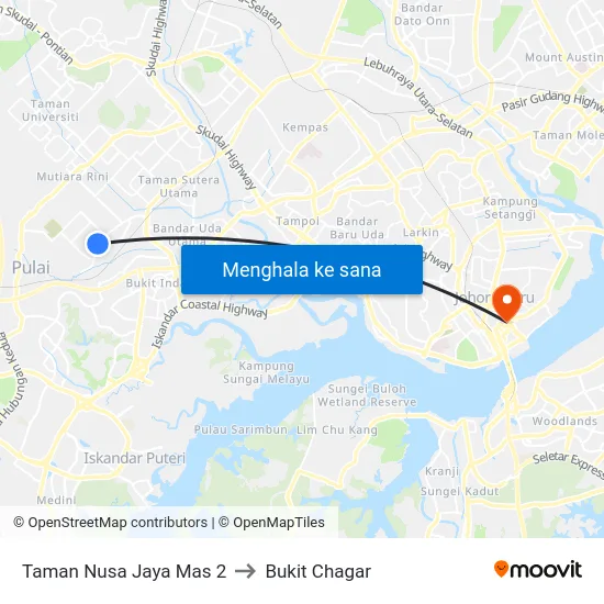 Taman Nusa Jaya Mas 2 to Bukit Chagar map