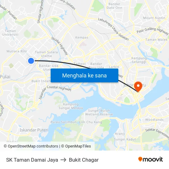 SK Taman Damai Jaya to Bukit Chagar map