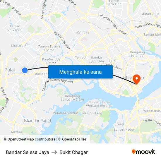 Bandar Selesa Jaya to Bukit Chagar map