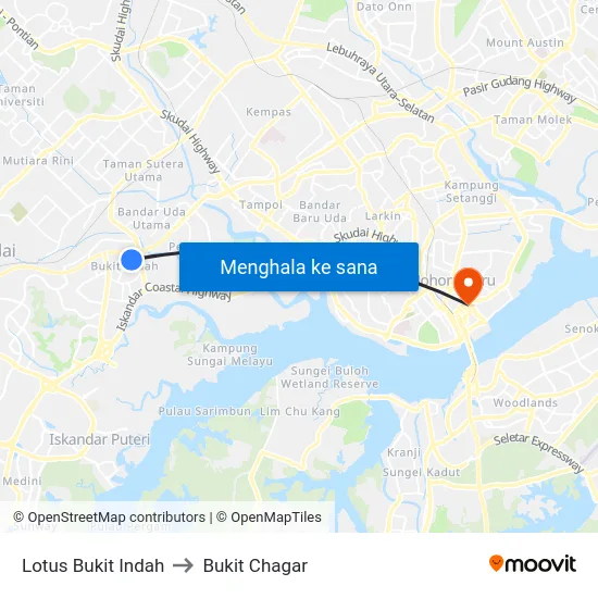 Lotus Bukit Indah to Bukit Chagar map