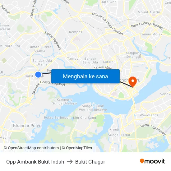 Opp Ambank Bukit Indah to Bukit Chagar map