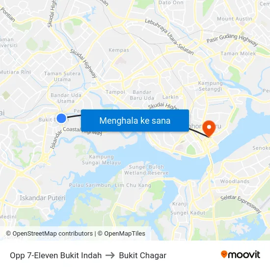 Opp 7-Eleven Bukit Indah to Bukit Chagar map