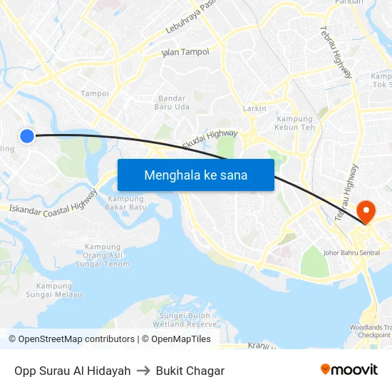 Opp Surau Al Hidayah to Bukit Chagar map