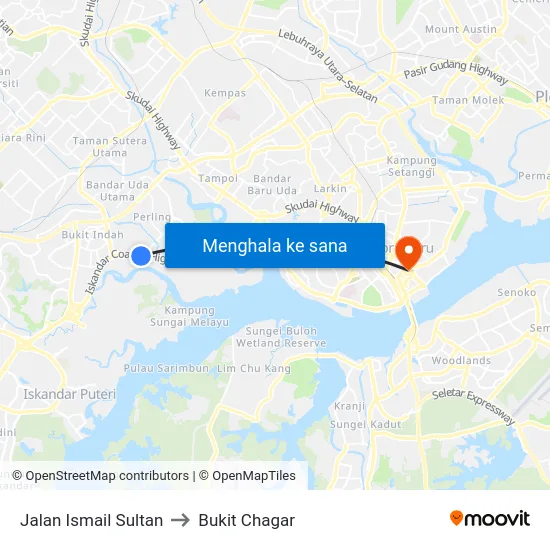 Jalan Ismail Sultan to Bukit Chagar map