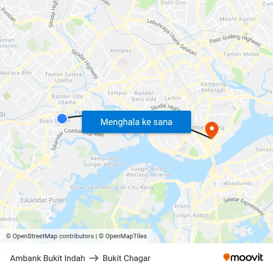 Ambank Bukit Indah to Bukit Chagar map