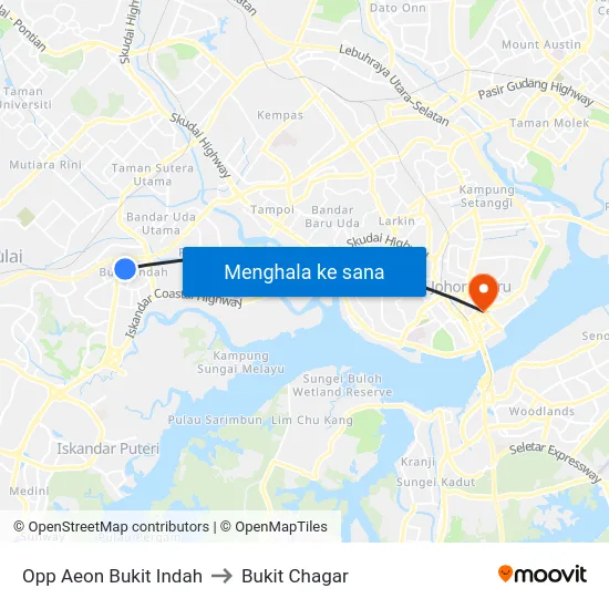 Opp Aeon Bukit Indah to Bukit Chagar map