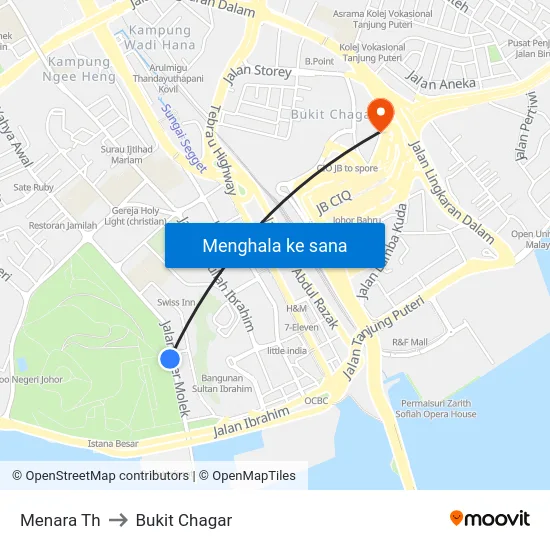 Menara Th to Bukit Chagar map