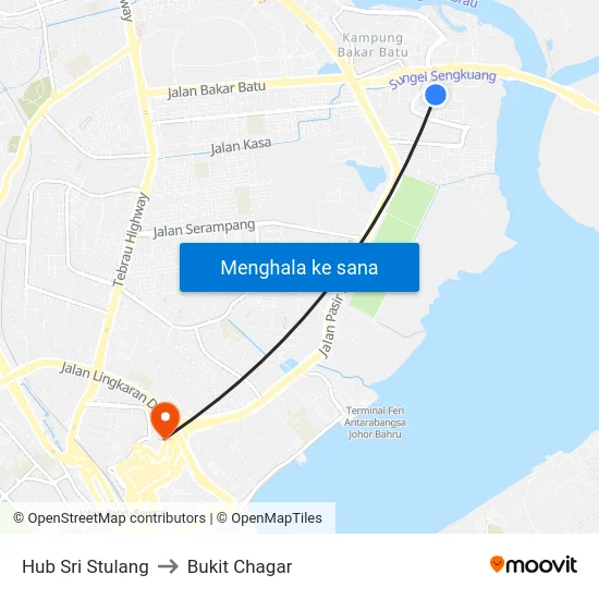 Hub Sri Stulang to Bukit Chagar map