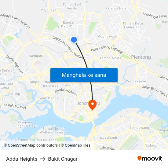 Adda Heights to Bukit Chagar map