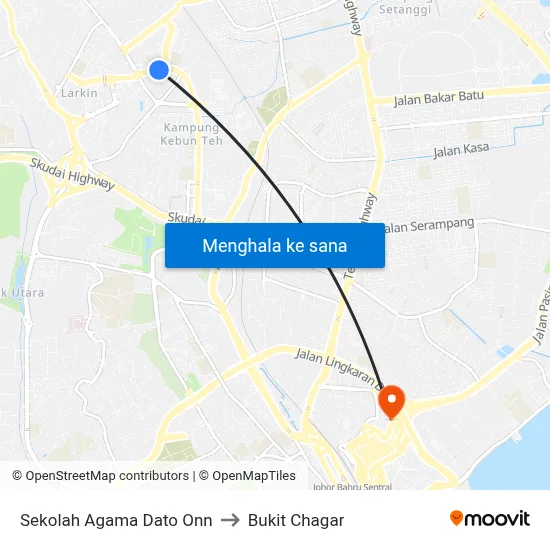 Sekolah Agama Dato Onn to Bukit Chagar map