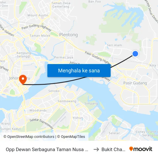 Opp Dewan Serbaguna Taman Nusa Damai to Bukit Chagar map