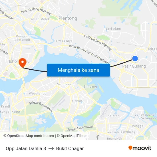 Opp Jalan Dahlia 3 to Bukit Chagar map