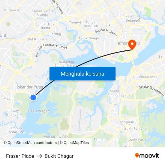 Fraser Place to Bukit Chagar map