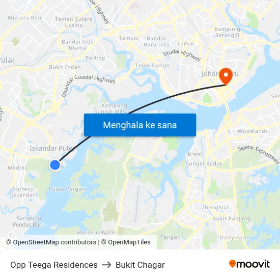 Opp Teega Residences to Bukit Chagar map