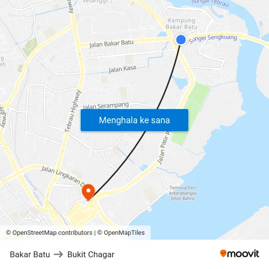 Bakar Batu to Bukit Chagar map
