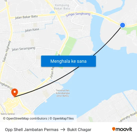 Opp Shell Jambatan Permas to Bukit Chagar map