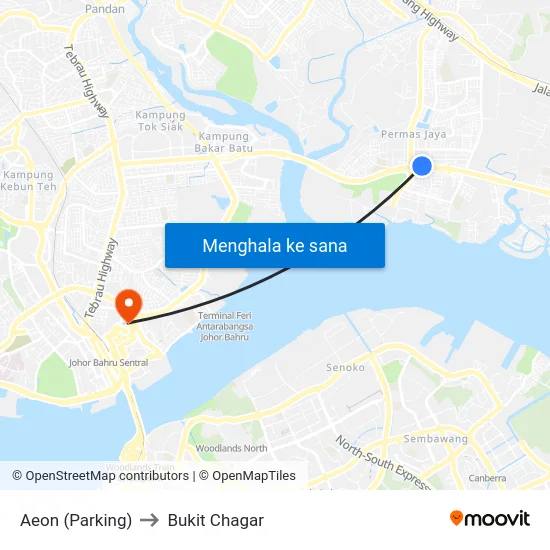 Aeon (Parking) to Bukit Chagar map