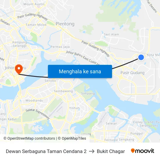 Dewan Serbaguna Taman Cendana 2 to Bukit Chagar map