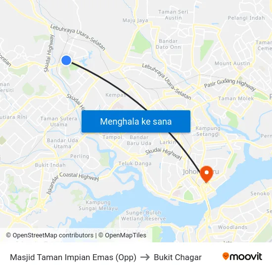 Masjid Taman Impian Emas (Opp) to Bukit Chagar map