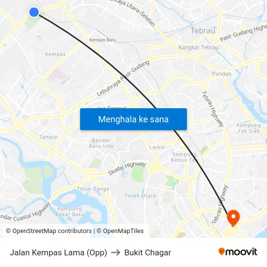 Jalan Kempas Lama (Opp) to Bukit Chagar map