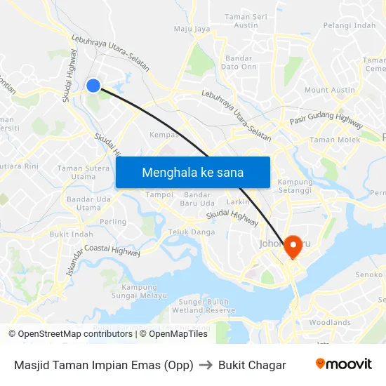 Masjid Taman Impian Emas (Opp) to Bukit Chagar map