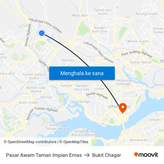Pasar Awam Taman Impian Emas to Bukit Chagar map