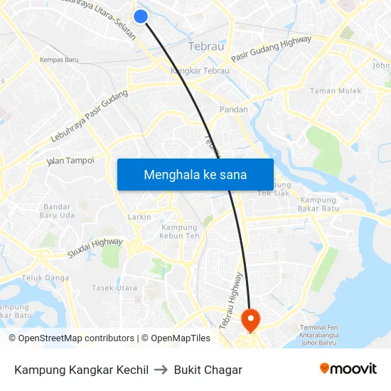 Kampung Kangkar Kechil to Bukit Chagar map