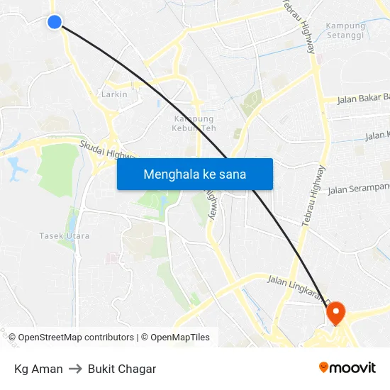 Kg Aman to Bukit Chagar map