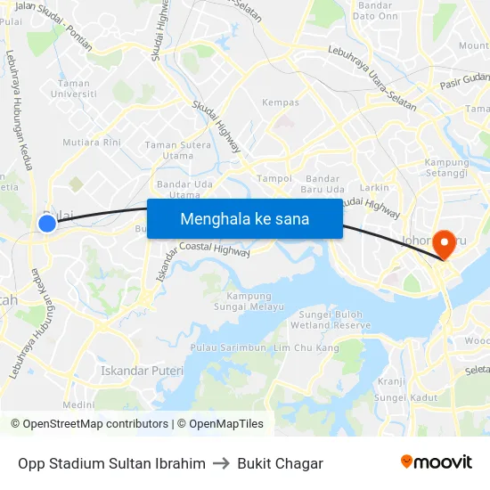 Opp Stadium Sultan Ibrahim to Bukit Chagar map