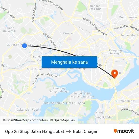 Opp 2n Shop Jalan Hang Jebat to Bukit Chagar map