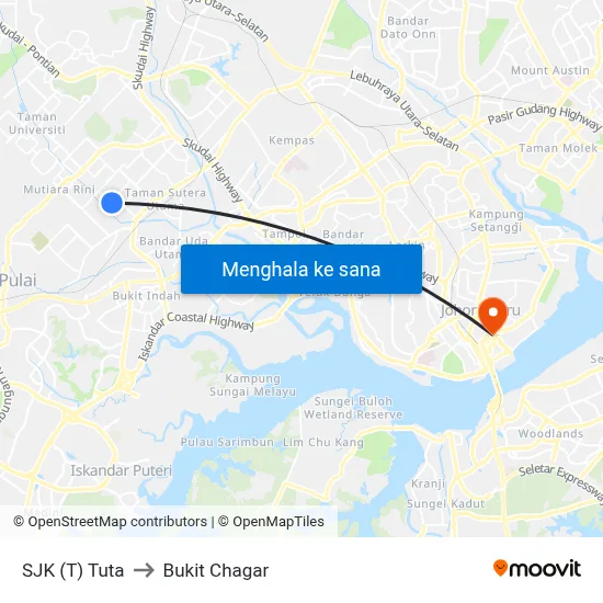 SJK (T) Tuta to Bukit Chagar map