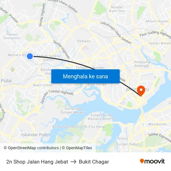 2n Shop Jalan Hang Jebat to Bukit Chagar map