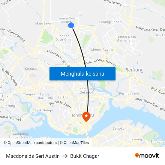 Macdonalds Seri Austin to Bukit Chagar map