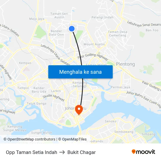 Opp Taman Setia Indah to Bukit Chagar map