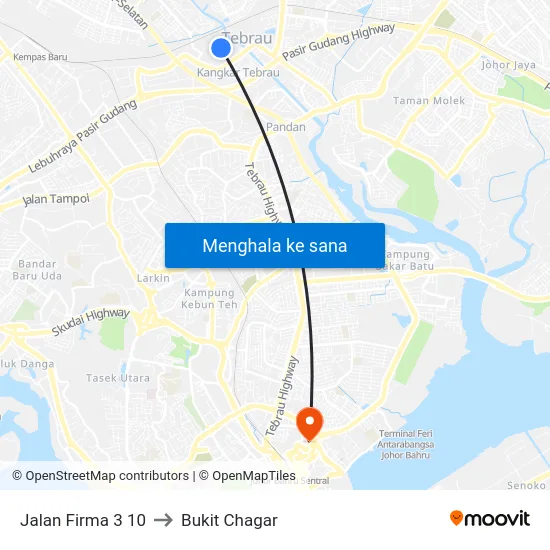 Jalan Firma 3 10 to Bukit Chagar map
