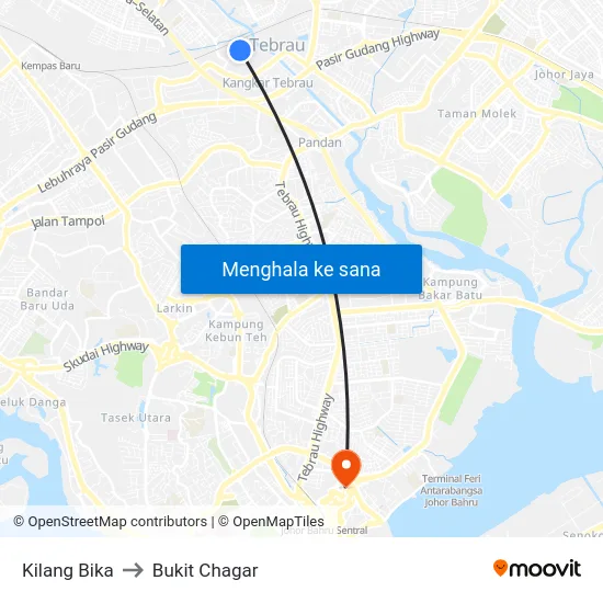Kilang Bika to Bukit Chagar map