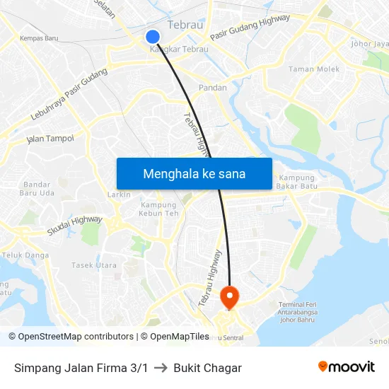 Simpang Jalan Firma 3/1 to Bukit Chagar map