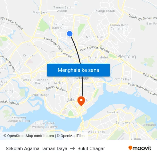 Sekolah Agama Taman Daya to Bukit Chagar map