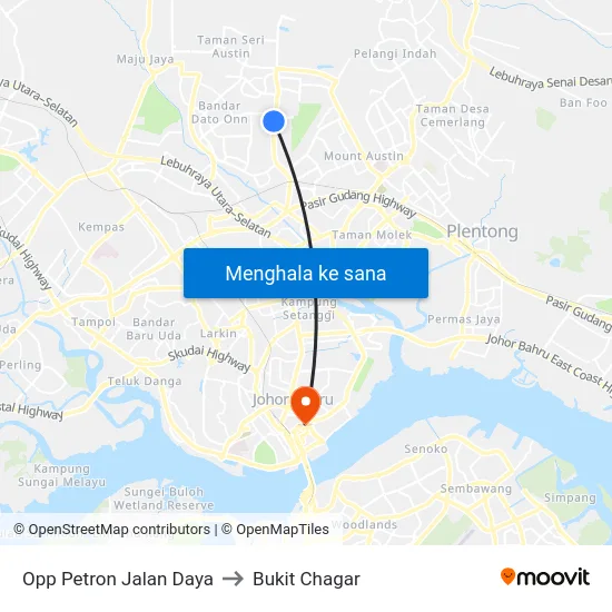 Opp Petron Jalan Daya to Bukit Chagar map