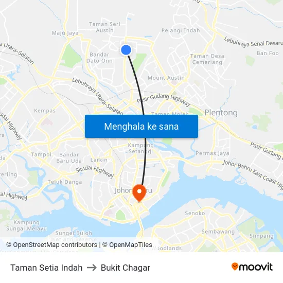 Taman Setia Indah to Bukit Chagar map