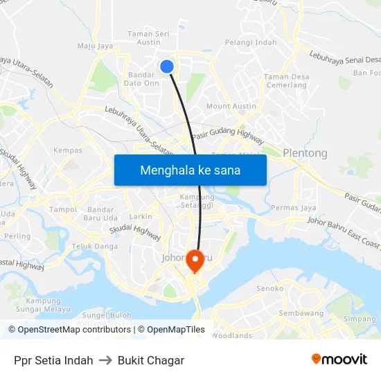 Ppr Setia Indah to Bukit Chagar map