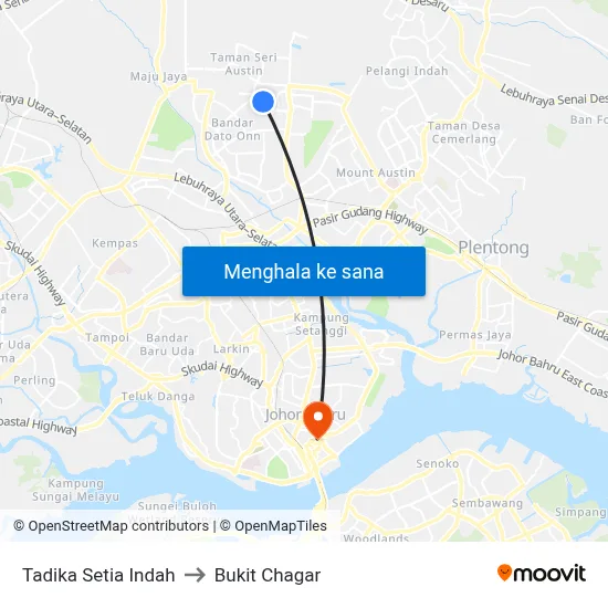 Tadika Setia Indah to Bukit Chagar map
